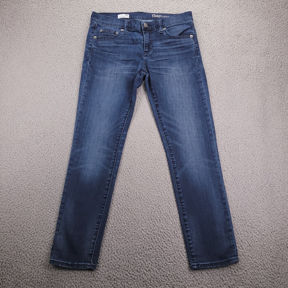 GAP 1969 Jeans Size 26 Girlfriend Relaxed Fit Imperial Indigo Wash Denim